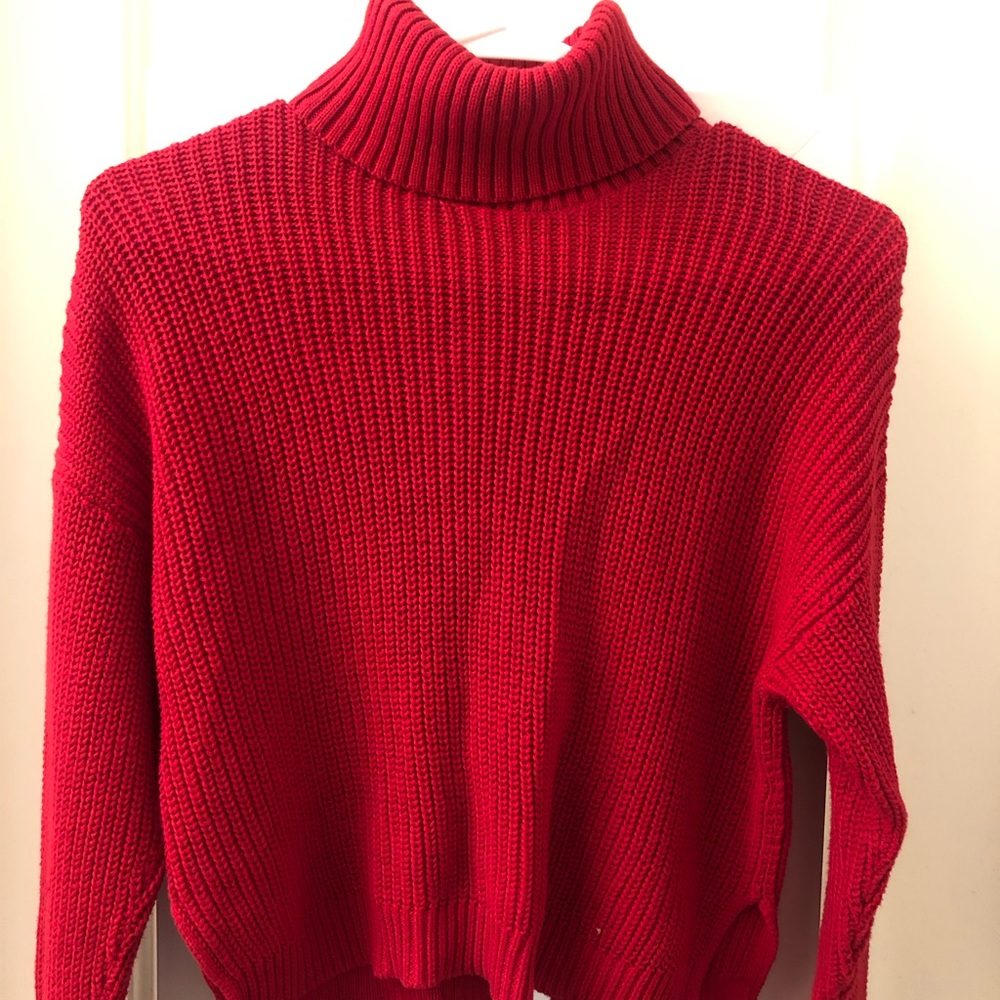 Forever 21 Red Knit Sweater Turtle Neck